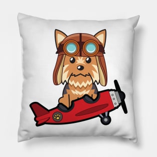 Cute yorkshire terrier is in a vintage plane Pillow