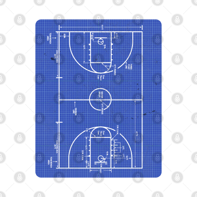 Basketball Court Blueprint Basketball TShirt TeePublic