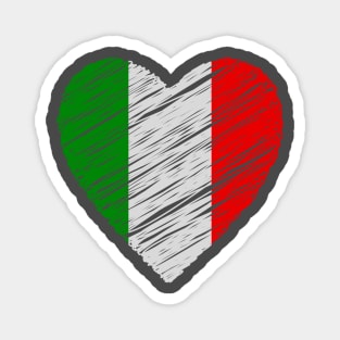 In this picture we see a heart in the shape of the Italian flag. Magnet