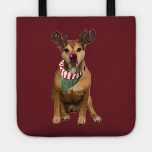 Dog with Reindeer Antlers Tote