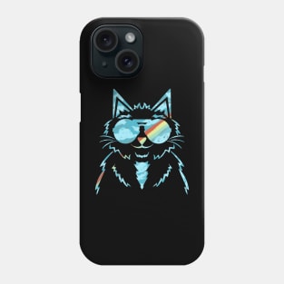 Rainbow Journey Cat With Black Background Phone Case