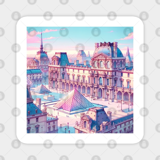 Louvre Museum Paris Magnet by unrealartwork