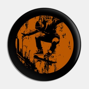 Grunge Urban Skateboarder Graffiti Style - Orange Pin