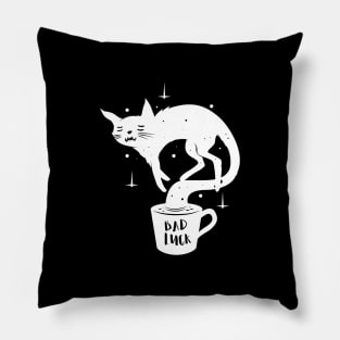 Bad luck, Black cat with coffee Pillow