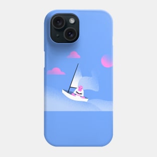 Girl on a boat in the ocean with a book in her hands Phone Case