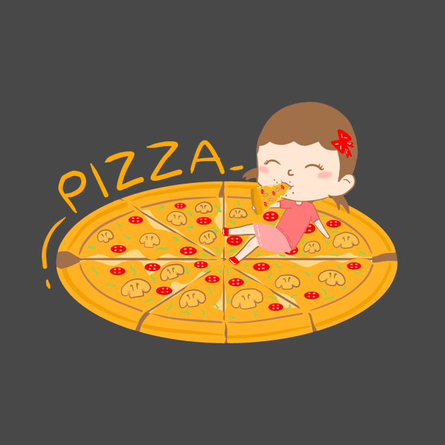 Cute girl eat pizza by Gift Me Things