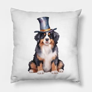 Watercolor Bernese Mountain Dog in Magic Hat Pillow