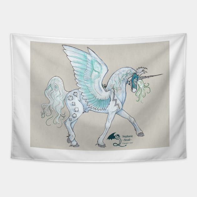 Sacred Geometry Winged Unicorn Tapestry by pegacorna