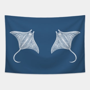 Manta Rays in Love - cute and fun ray design - dark colors Tapestry