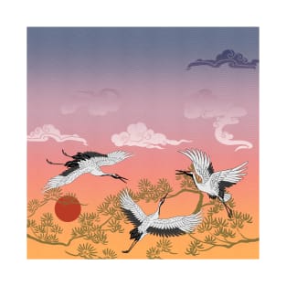 Cranes at sunset T-Shirt