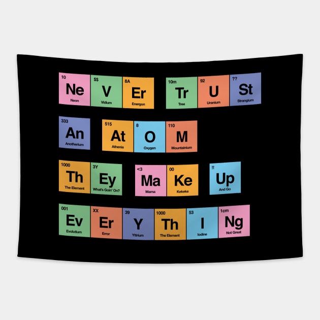 Never trust an atom they make up everything periodic table by Tobe Fonseca Tapestry by Tobe_Fonseca