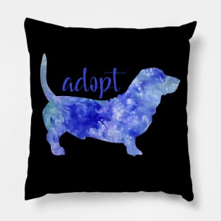 Don't buy adopt cute watercolor dog blue Pillow