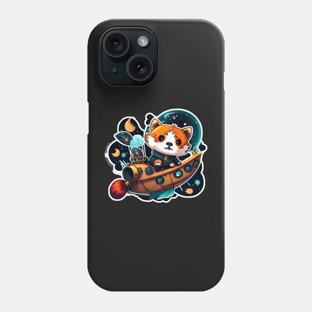 Riley the Red Panda but he's boat captain ready to plunder some treasure Sticker Phone Case by Walford-Designs