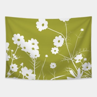 Olive and white daisy meadow Tapestry