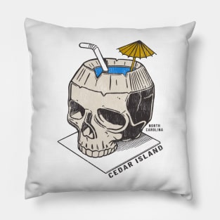 Cedar Island, NC Summertime Vacationing Skull Drink Pillow