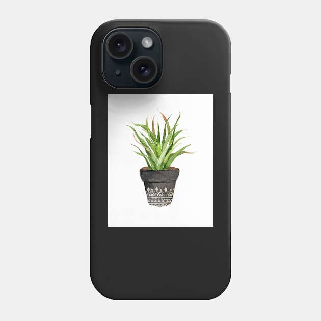 Plant pot succulent cacti watercolor Phone Case by SouthPrints