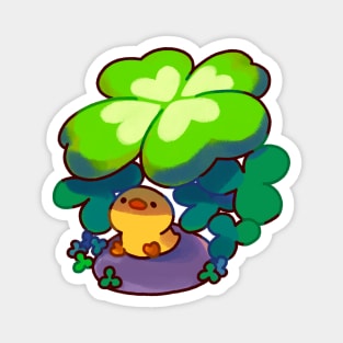 Ducky Hiding Under a Lucky Clover Magnet