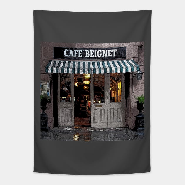 CAFE BEIGNET NEW ORLEANS Tapestry by JerryGranamanPhotos71