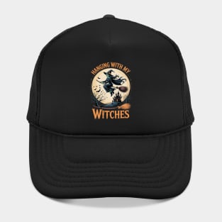 Scary Halloween with witch witch broom bat Hat