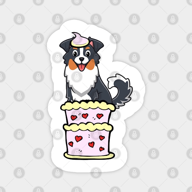 Collie dog Jumping out of a cake Magnet by Pet Station