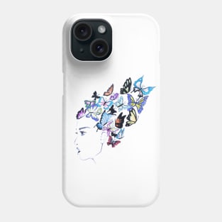 Girl with butterflies in hair Phone Case