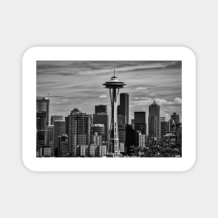 Seattle Skyline In Black And White Magnet