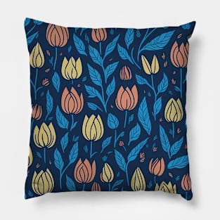 Colorful Tulips vintage Pillow