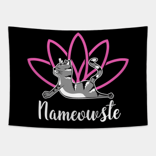 Nameoste Funny Yoga and Cat Lover Tapestry