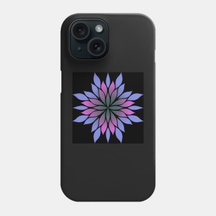 Lilac  and pink  floral symmetrical pattern with black background Phone Case