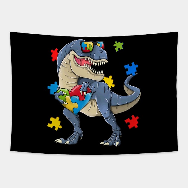 Dinosaur Autism Tapestry by Brothers With Ax Sticks