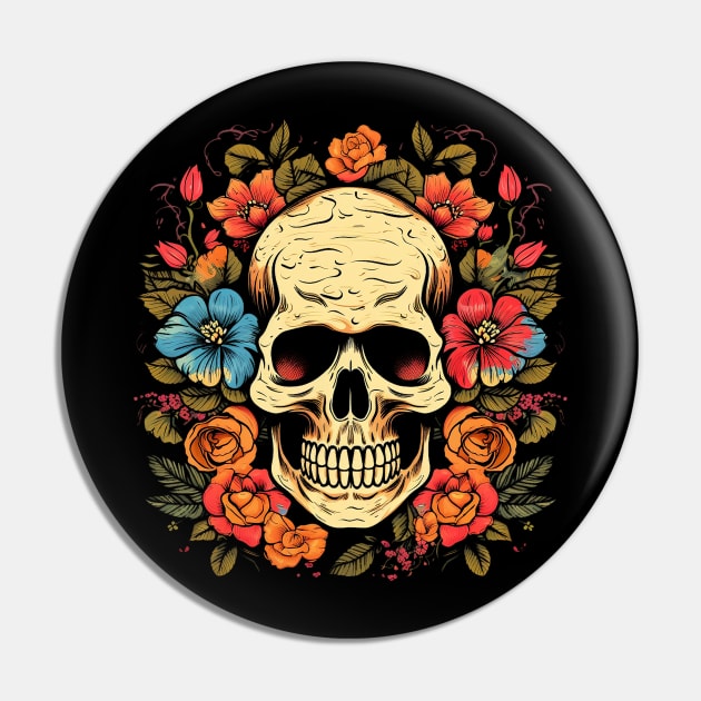 skull and flower Pin by dorapeterx