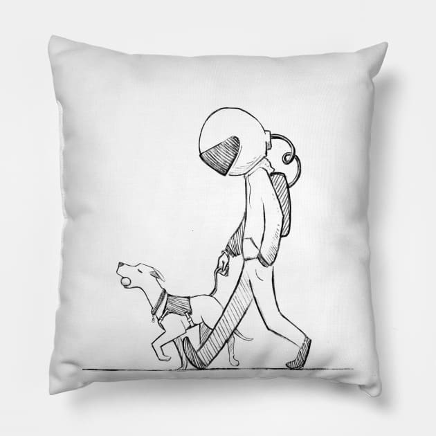 Moon Walker Pillow by Jason's Doodles