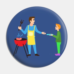 Father Grilling BBQ Pin