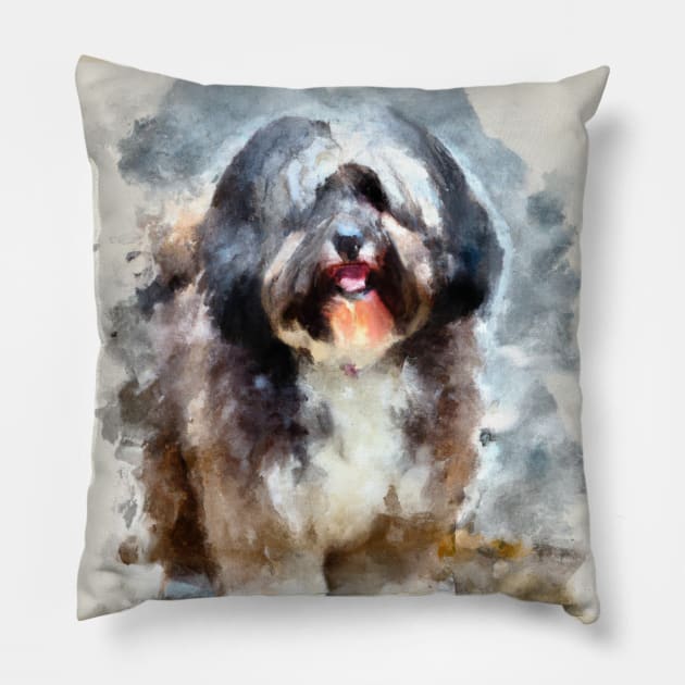 Havanese Watercolor Painting - Dog Lover Gifts Pillow by Edd Paint Something