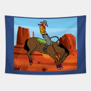 Rodeo Riding On A Horse Tapestry