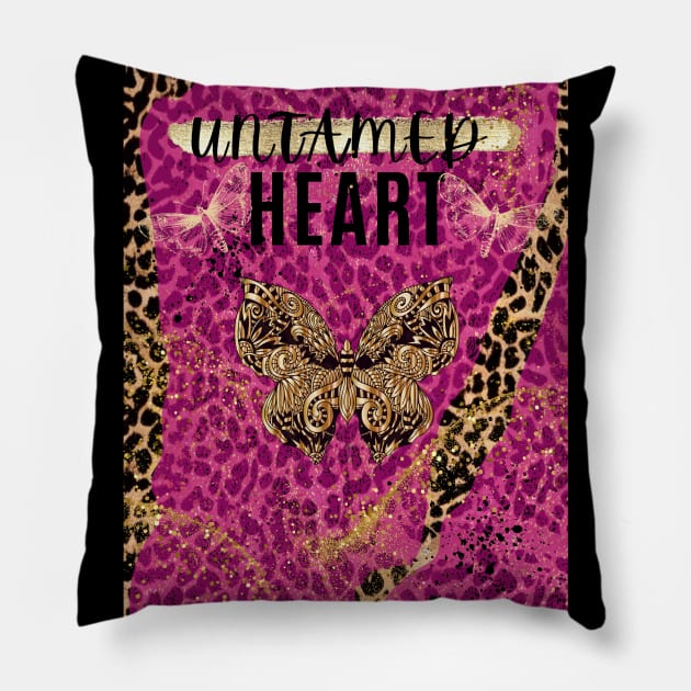 Untamed heart leopard pattern with pink by Renee Pillow by ReneeLLavoie