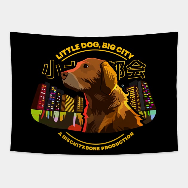 Little Dog, Big City (dark version) Tapestry by biscuitxbone