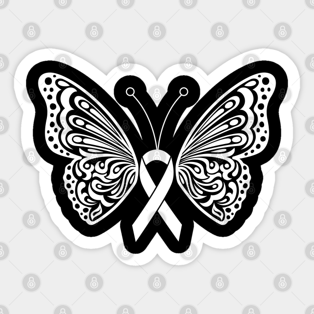 lung cancer butterfly ribbon tattoos