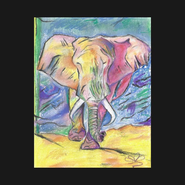 Super colorful elephant drawing multicolored by Padme Art Designs