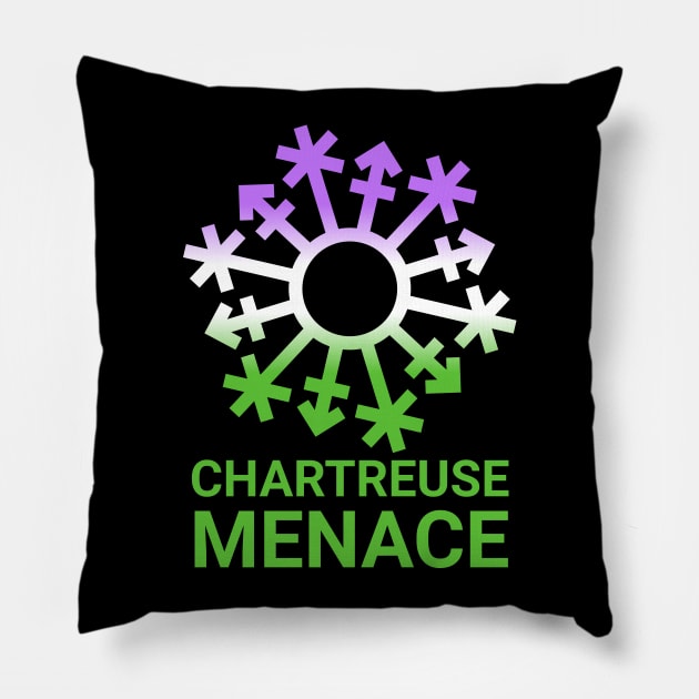 "Chartreuse Menace" Gender Snowflake - Genderqueer Flag Colors Pillow by GenderConcepts