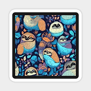 Cute Sloths Pattern Magnet