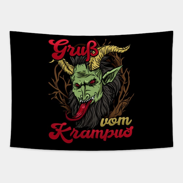 Gruss vom Krampus - Christmas Winter Devil Gift Tapestry by biNutz