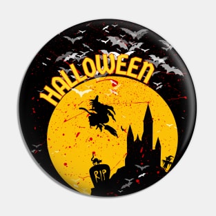 Halloween haunted castle Pin
