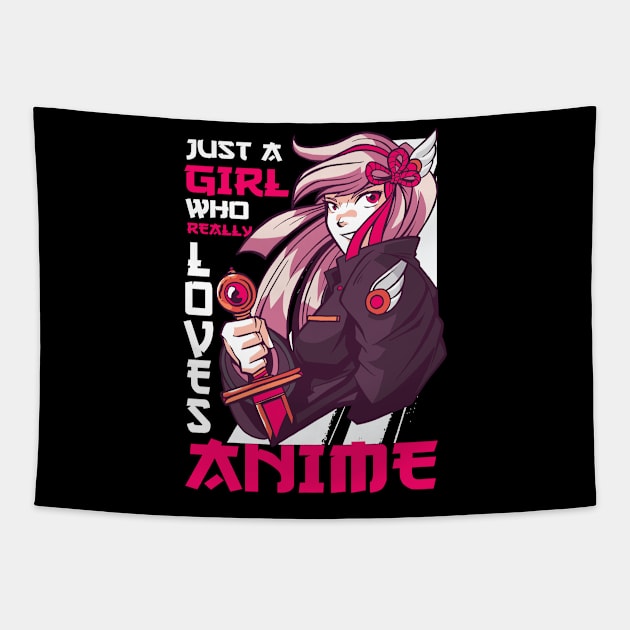 Just A Girl Who Really Loves Anime Merch Otaku Gift Anime Tapestry by TheTeeBee