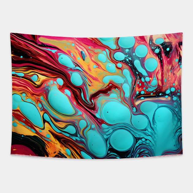 Electric Neon Waves Abstract Tapestry by AbstractGuy