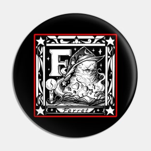 F Is for Ferret - Red Outline Version Pin