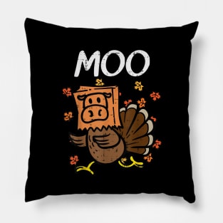 Thanksgiving Turkey Moo Cow Head Funny Fall Men Women Pillow