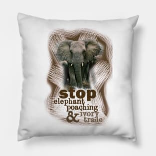 Stop Elephant Poaching & Ivory Trade Pillow