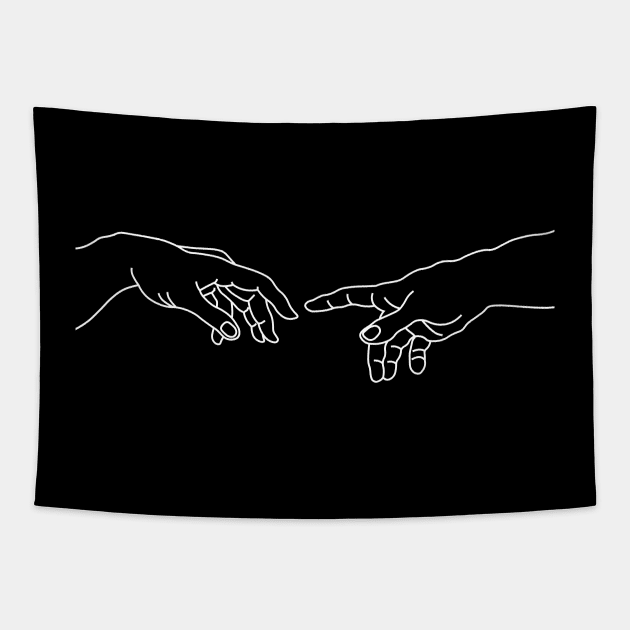 Creation of Adam Line Art (White) Tapestry by inotyler