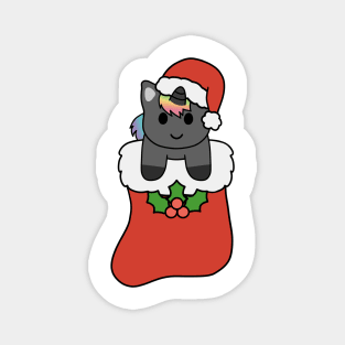 Christmas Black Rainbow Unicorn Stocking Magnet